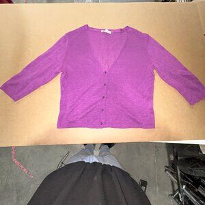 Eileen Fisher Purple Button Sweater XS